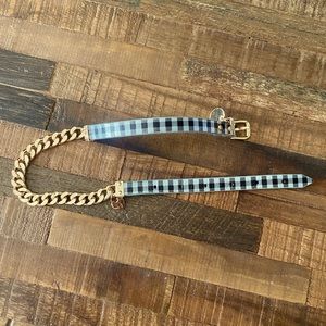 Victoria Emerson Silver/Black Plaid & Gold Chain Mini Wrap Bracelet.